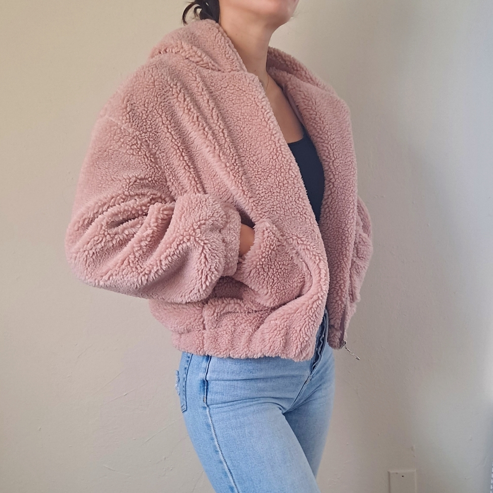 Pink fuzzy coat
